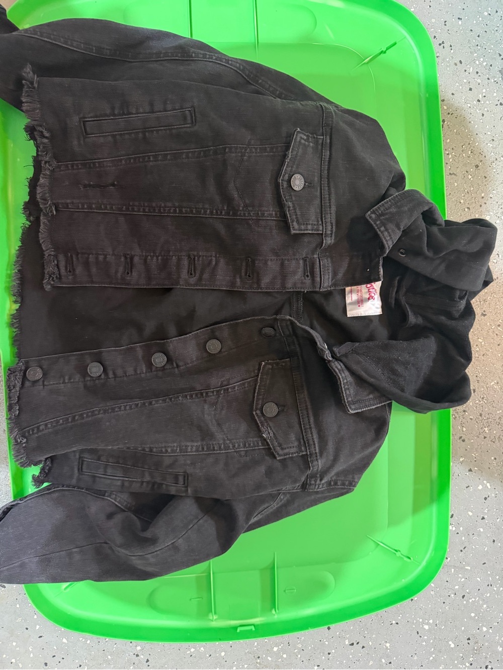 Black Hooded Denim Jacket - Justice